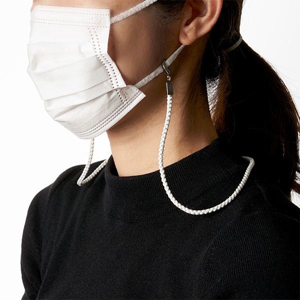 Kumihimo mask cord,charcoal-black,60 cm,pure silk,antibacterial thread, square, Ryukobo,Japan,Tokyo,traditional craftwork,handmade,souvenir,gift